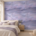 Lilac Haze, peel and stick wallpaper styled on a feature wall