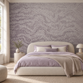 Lilac Moire, peel and stick wallpaper styled on a feature wall