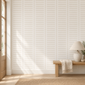 Linen Columns, peel and stick wallpaper styled on a feature wall