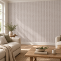 Linen Grid, peel and stick wallpaper styled on a feature wall