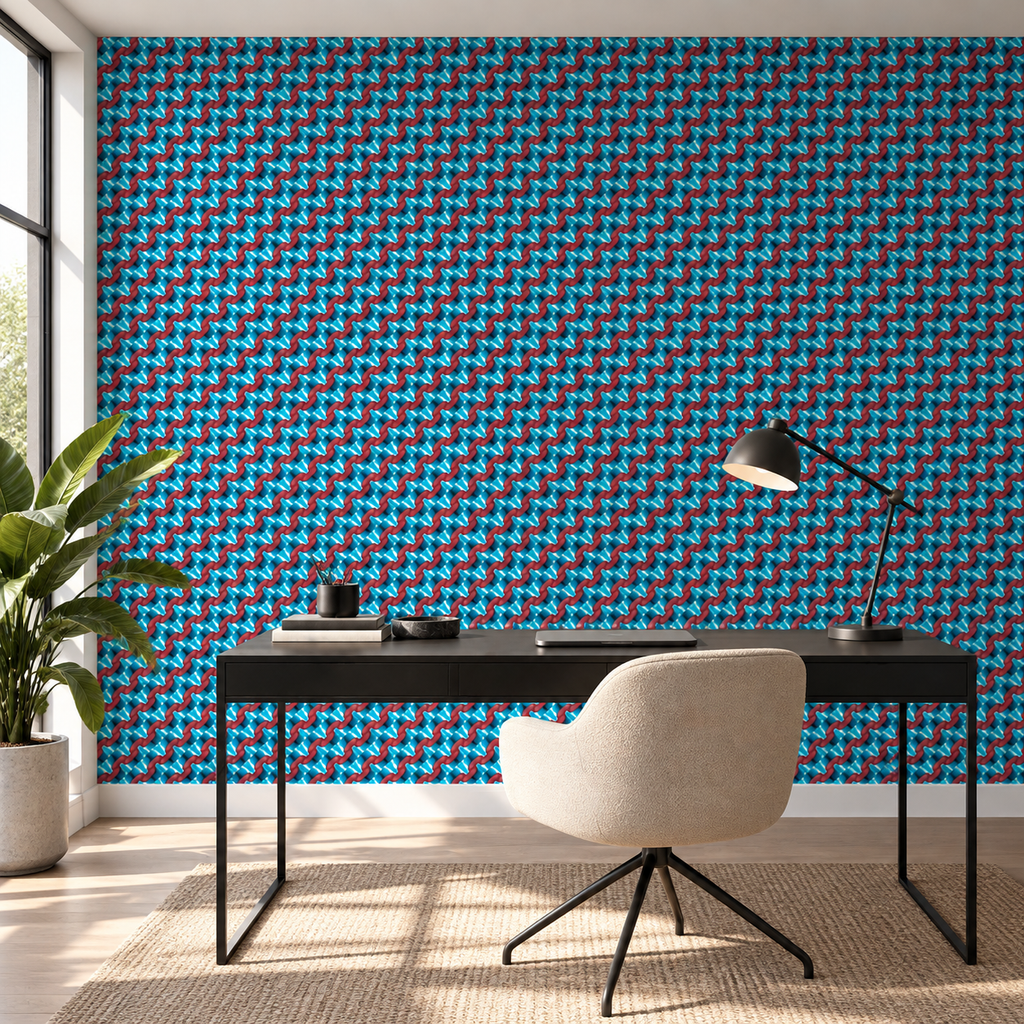 Linked Pulse, peel and stick wallpaper styled on a feature wall