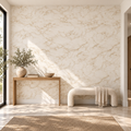 Marble Whisper, peel and stick wallpaper styled on a feature wall