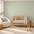 Meadow Dot peel and stick wallpaper styled on a feature wall
