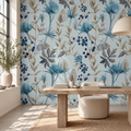 Meadow Moth, peel and stick wallpaper styled on a feature wall