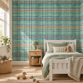 Meadow Plaid peel and stick wallpaper styled on a feature wall