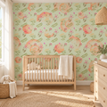 Meadow Shells peel and stick wallpaper styled on a feature wall