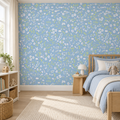Sky Meadow, peel and stick wallpaper styled on a feature wall