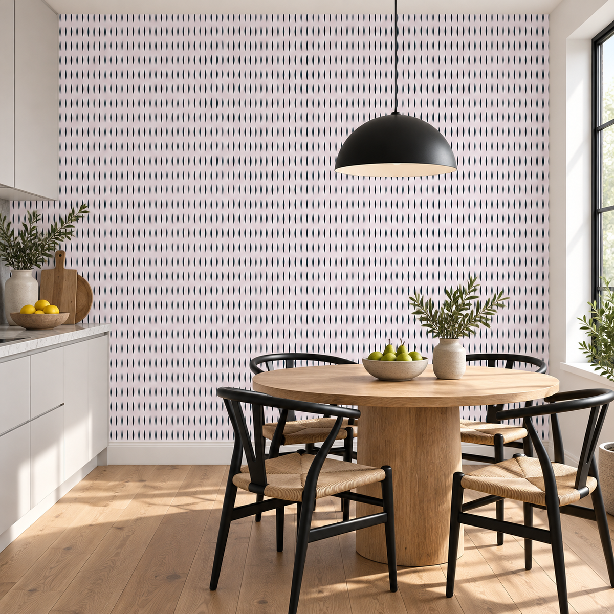 Mesh Grid, peel and stick wallpaper styled on a feature wall