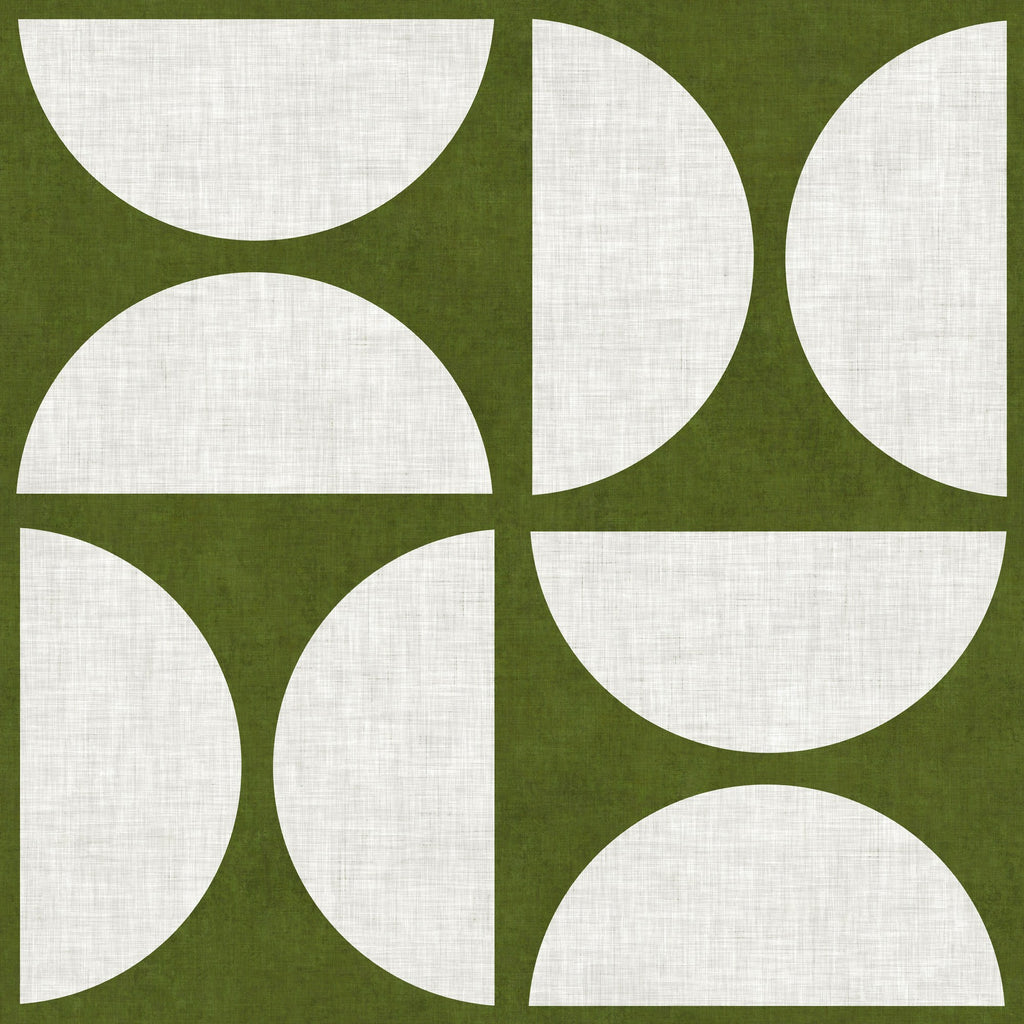 Mid Century Geometric in Moss Green by Sarah Thorpe, peel and stick wallpaper, mid-century Geometric by Sarah Thorpe