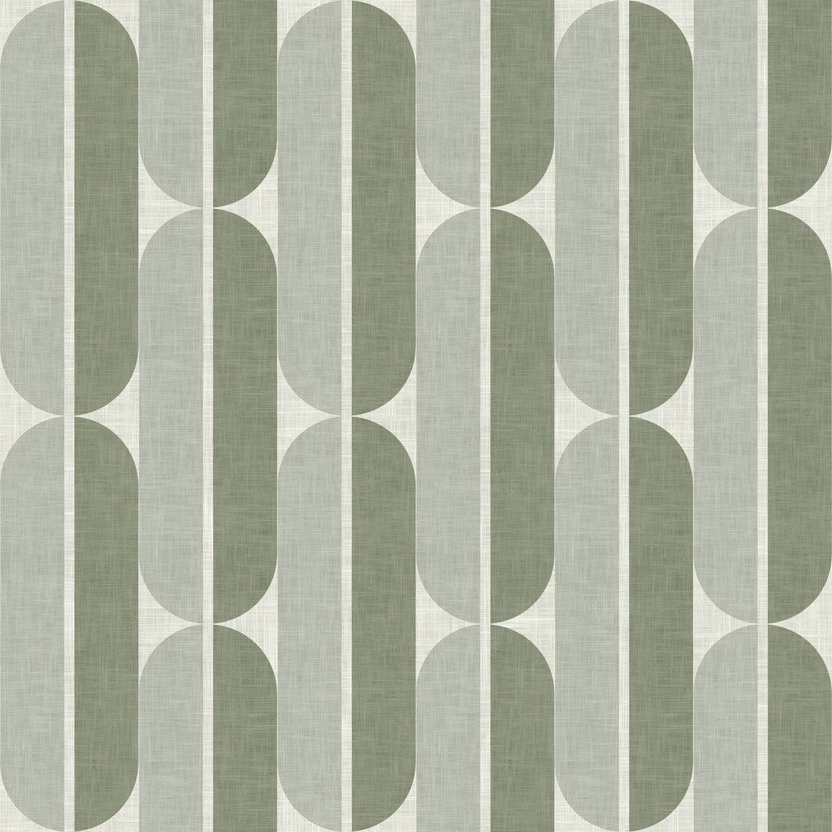 Mid Century Oval Stripe in Green Grey by Sarah Thorpe, peel and stick wallpaper, mid-century Oval Stripe by Sarah Thorpe