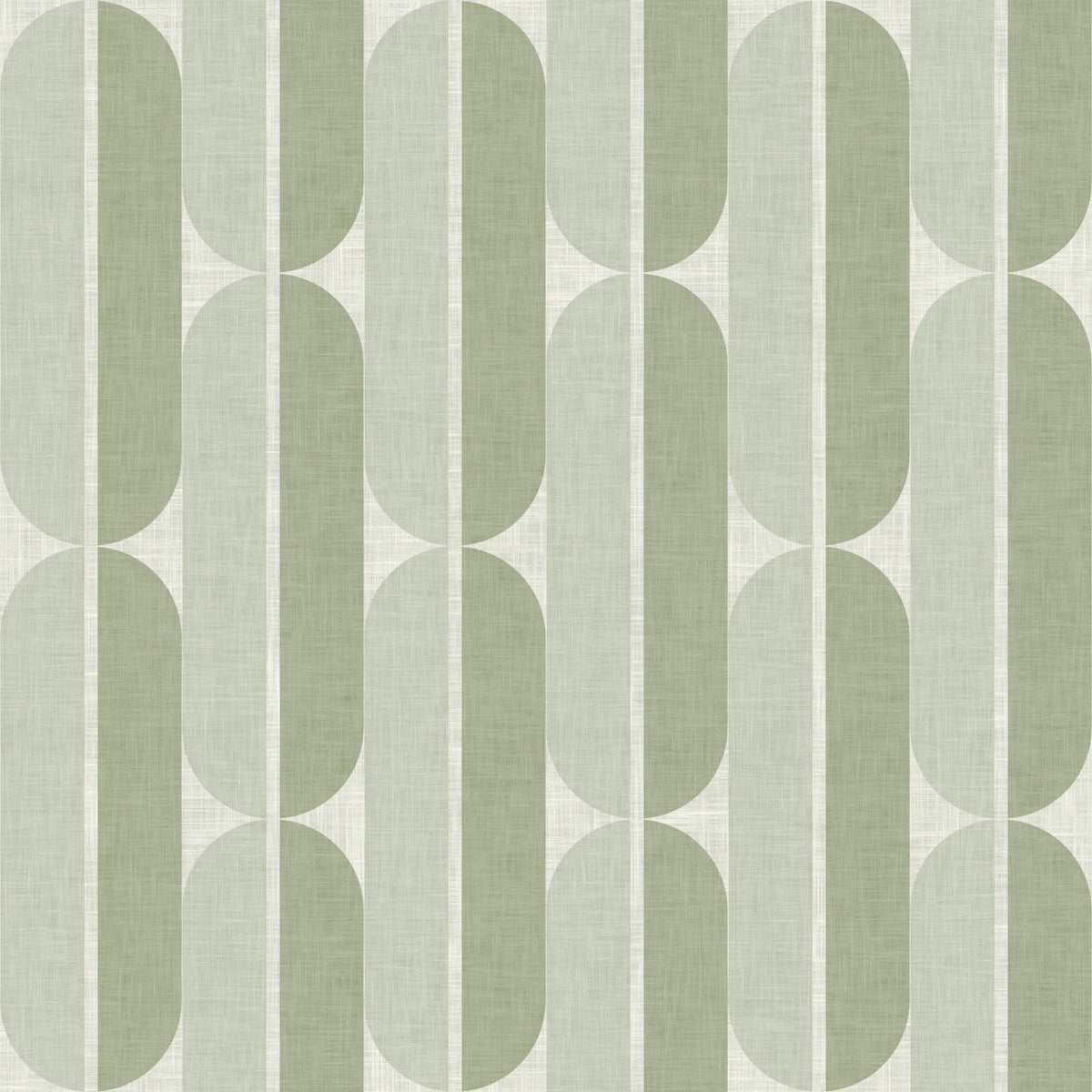 Mid Century Oval Stripe in Sage Green by Sarah Thorpe, peel and stick wallpaper, mid-century Oval Stripe by Sarah Thorpe