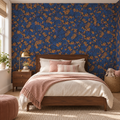 Midnight Blossoms peel and stick wallpaper styled on a feature wall