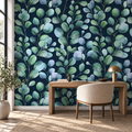 Midnight Eucalyptus, peel and stick wallpaper styled on a feature wall