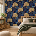 Midnight Forest peel and stick wallpaper styled on a feature wall