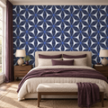 Midnight Petals, peel and stick wallpaper styled on a feature wall