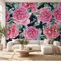 Midnight Roses, peel and stick wallpaper styled on a feature wall