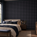 Midnight Studs, peel and stick wallpaper styled on a feature wall