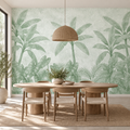 Mint Palms, peel and stick wallpaper styled on a feature wall