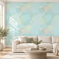 Mist Mosaic, peel and stick wallpaper styled on a feature wall