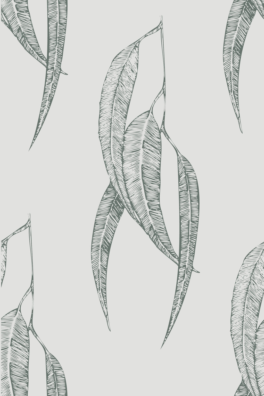 Misty Gum Leaf in Mist by Charlotte Brandis, peel and stick wallpaper