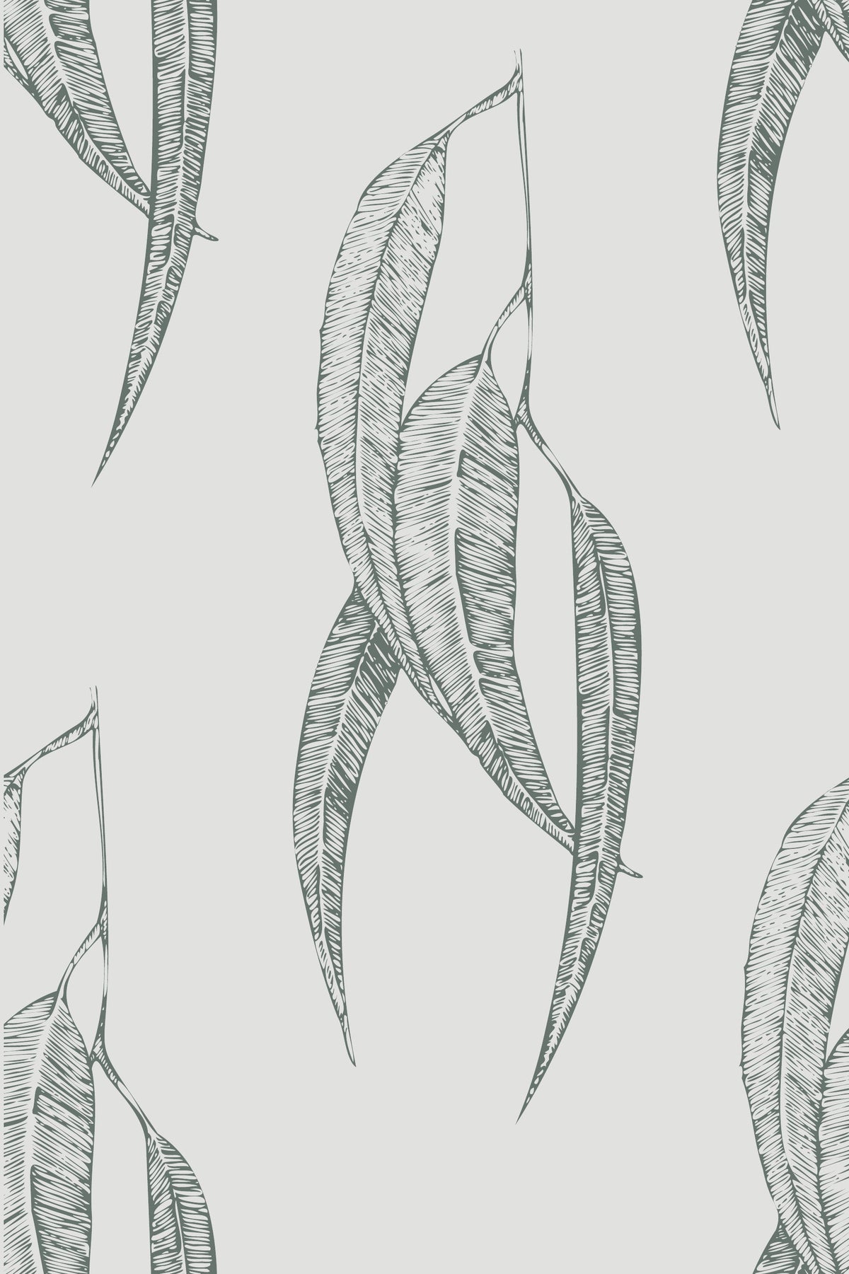 Misty Gum Leaf in Mist by Charlotte Brandis, peel and stick wallpaper