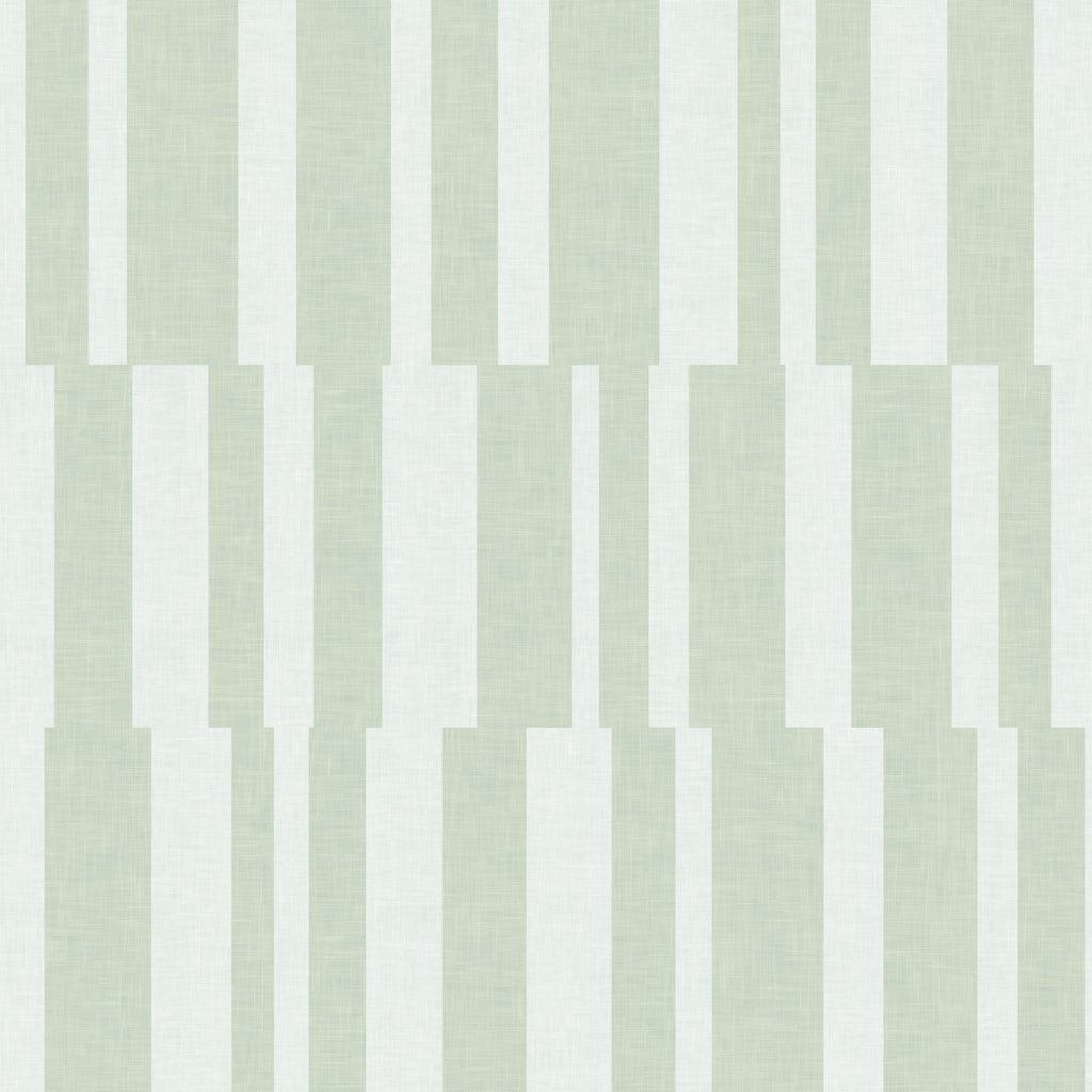 Modern Geometric Stripe in Pale Green by Sarah Thorpe, peel and stick wallpaper