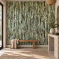 Mossy Patina, peel and stick wallpaper styled on a feature wall