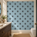 Mystic Eyes, peel and stick wallpaper styled on a feature wall