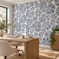 Nautilus Layers, peel and stick wallpaper styled on a feature wall