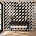 Noir Diamonds, peel and stick wallpaper styled on a feature wall