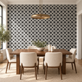 Obsidian Lattice, peel and stick wallpaper styled on a feature wall
