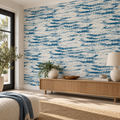 Ocean Brush, peel and stick wallpaper styled on a feature wall