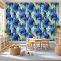 Ocean Collage peel and stick wallpaper styled on a feature wall