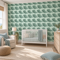 Ocean Rhythm peel and stick wallpaper styled on a feature wall