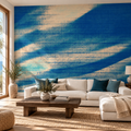 Ocean Shadows, peel and stick wallpaper styled on a feature wall