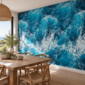 Ocean Surge, peel and stick wallpaper styled on a feature wall