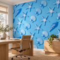 Ocean Treasures, peel and stick wallpaper styled on a feature wall