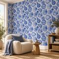 Ocean Trinkets, peel and stick wallpaper styled on a feature wall