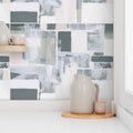 Olive & Blush Mural by De-Anne Strange, wallpaper mural styled on a feature wall
