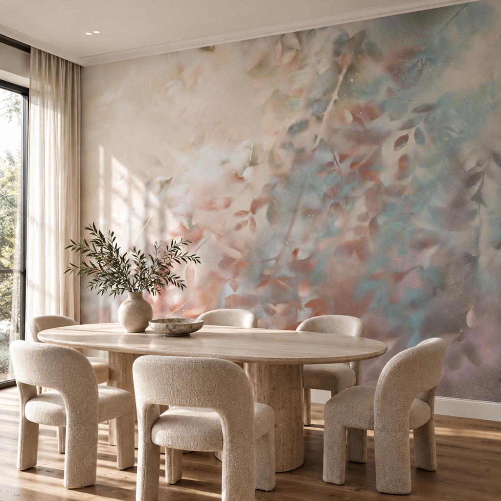 Open Heart Mural – Cream by De-Anne Strange, wallpaper mural styled on a feature wall