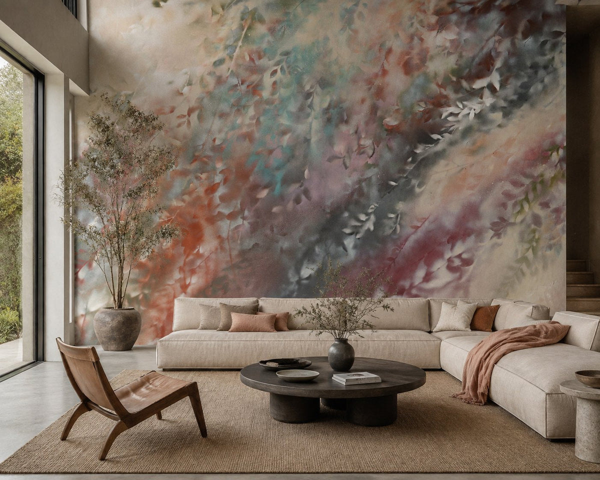 Open Heart Mural – Rust by De-Anne Strange, wallpaper mural styled on a feature wall
