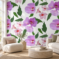 Orchid Scatter, peel and stick wallpaper styled on a feature wall