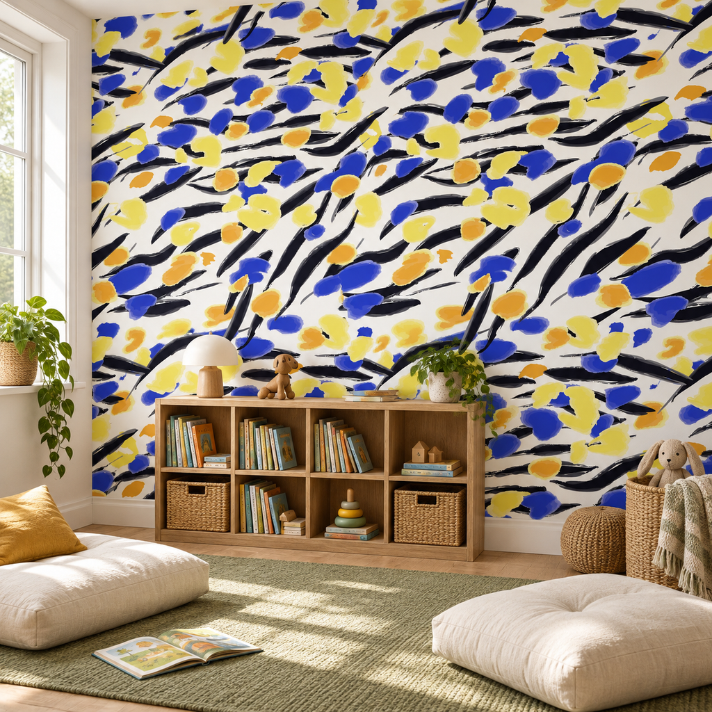 Painted Foliage peel and stick wallpaper styled on a feature wall