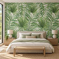 Palm Canopy, peel and stick wallpaper styled on a feature wall