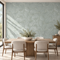 Palm Emboss, peel and stick wallpaper styled on a feature wall