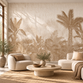 Palm Shadows, peel and stick wallpaper styled on a feature wall