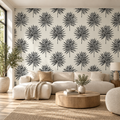 Palm Sketch, peel and stick wallpaper styled on a feature wall