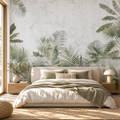 Palm Whisper, peel and stick wallpaper styled on a feature wall