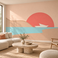 Paper Horizon, wallpaper mural styled on a feature wall