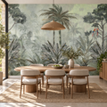 Parrot Oasis, peel and stick wallpaper styled on a feature wall